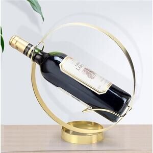 Modern Simple Circle Ring Tabletop Display Wine Rack Bottle Holder, Gold